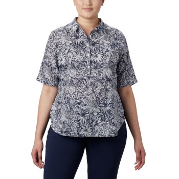 Columbia PFG Sun Drifter 3/4 Sleeve Tunic Plus Size, Camisa Azul Marino Para Mujer | 942178-UNI